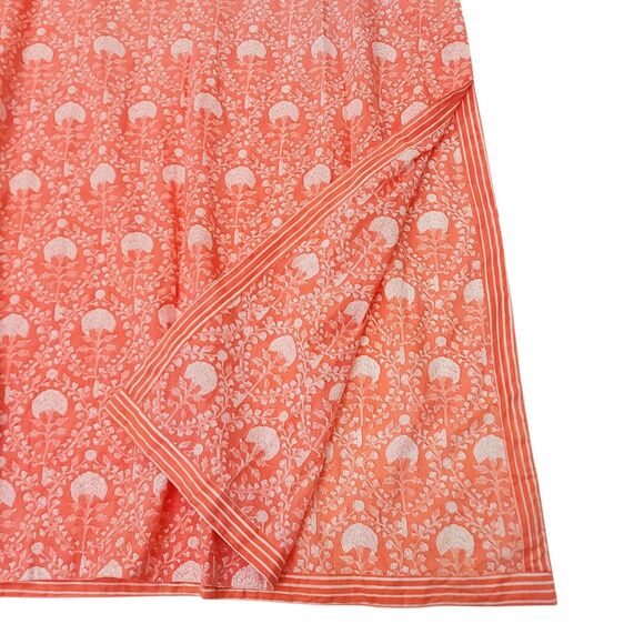 Mandum Maxi Dress Womens Medium Orange Floral Side Slit V-Neck Cotton Bohemian - Picture 7 of 12